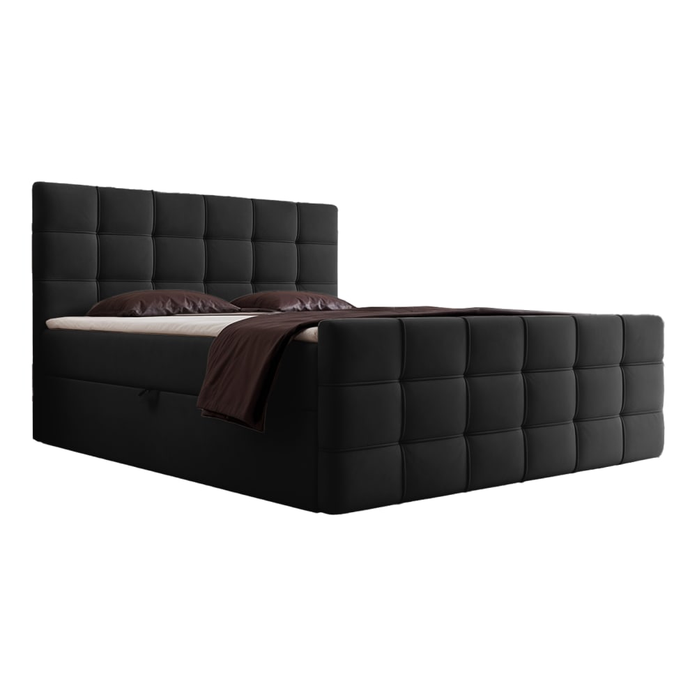 Lit boxspring en velours 200x200 cm, Noir