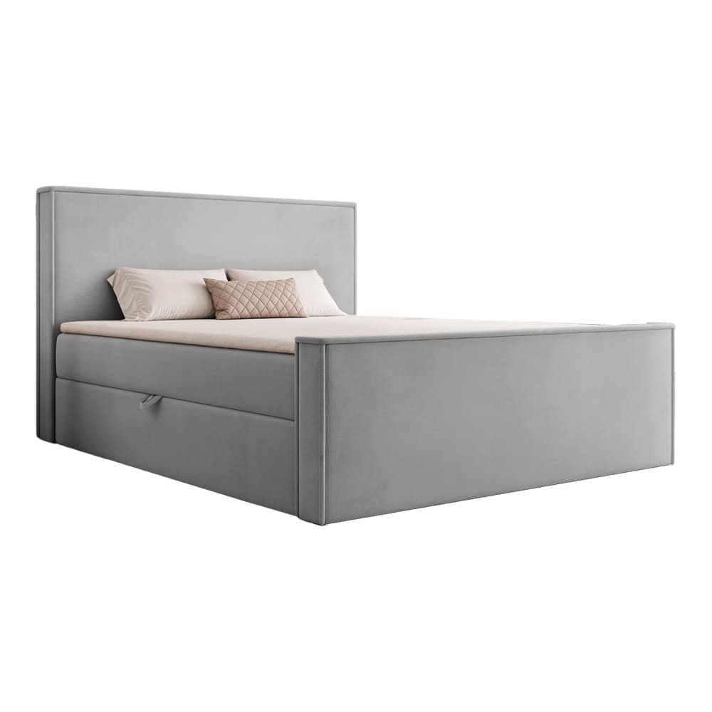 Lit boxspring en velours 120x200 cm, Gris