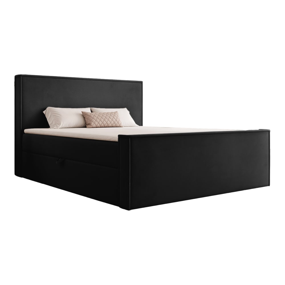 Fedve Boxspringbett aus Velvet 160x200 cm, Schwarz Schwarz Pes - Polyester