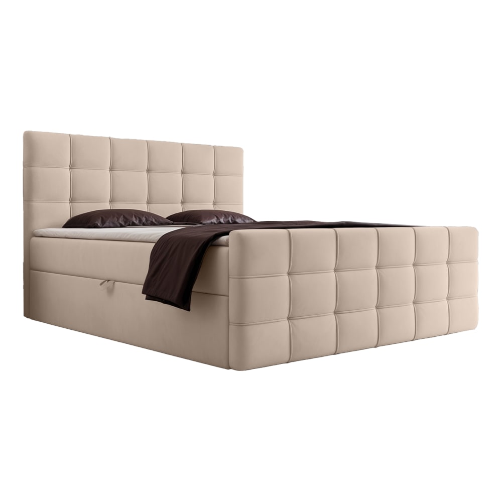 Fedve Boxspringbett aus Velvet 200x200 cm, Beige Beige Pes - Polyester