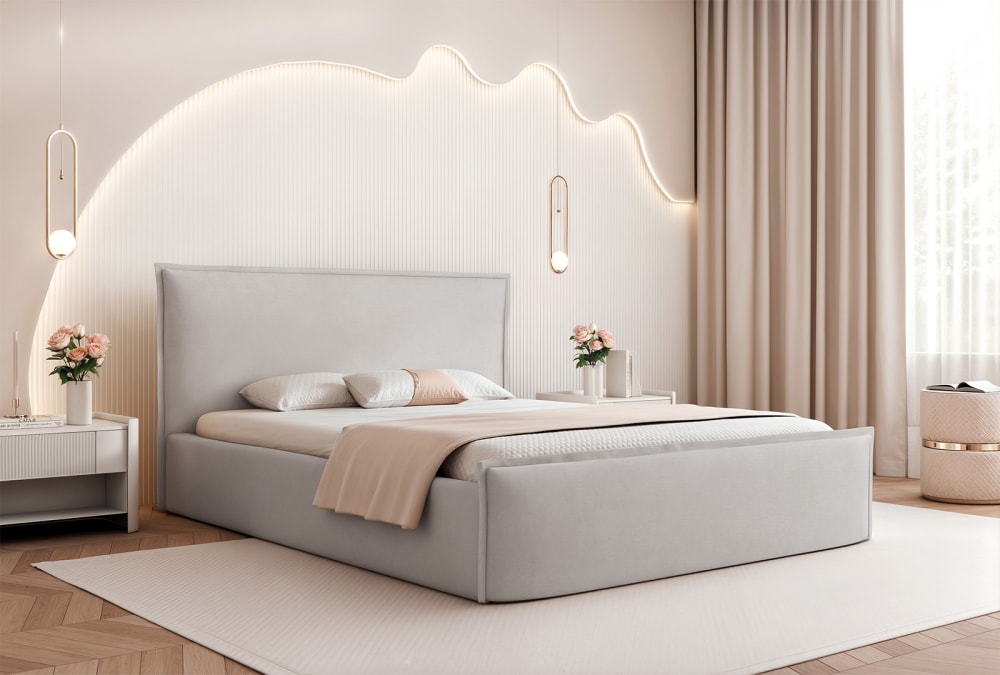Lit en velours 180x200 cm, taupe