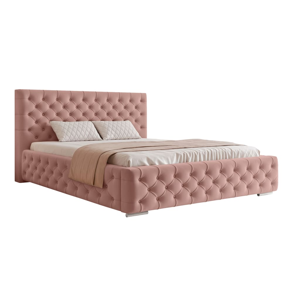 Lit rembourré en velours - rose