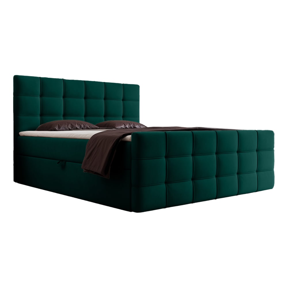 Lit boxspring en velours 180x200 cm, Vert