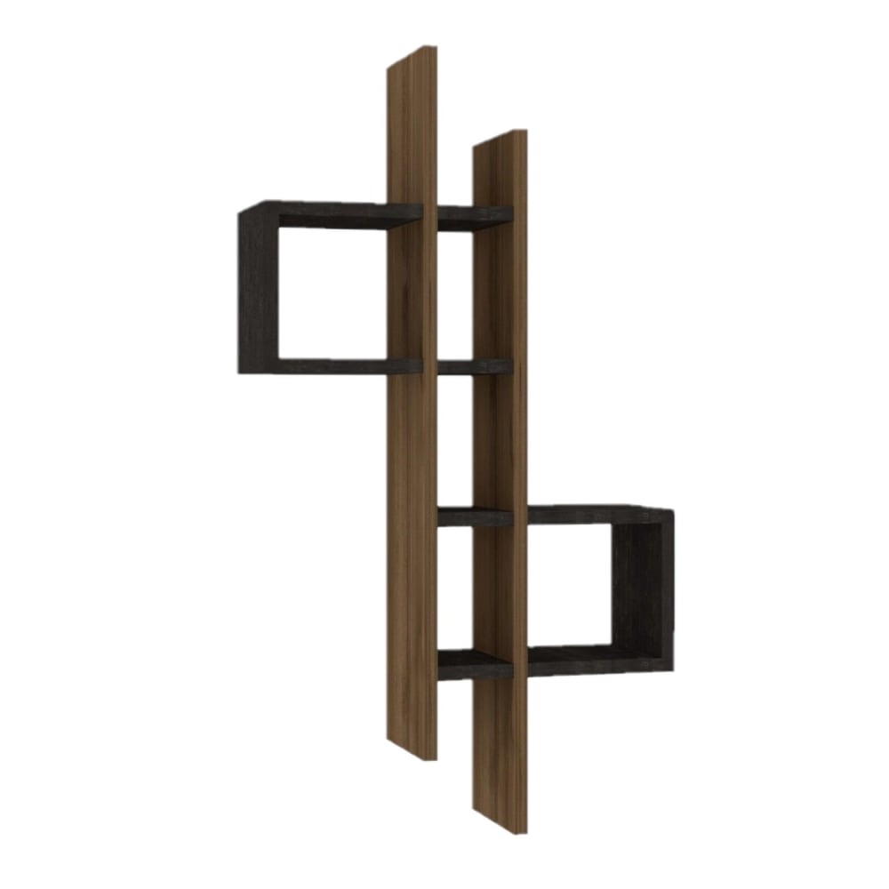 Etagère murale design effet bois Gris foncé