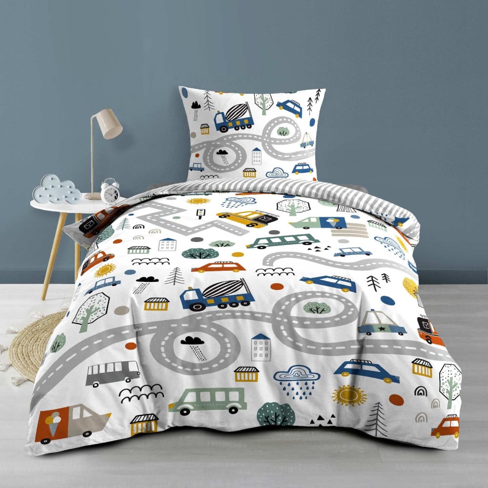 Parure de lit enfant bleu Coton 42 fils/cm² 140 x 200 cm