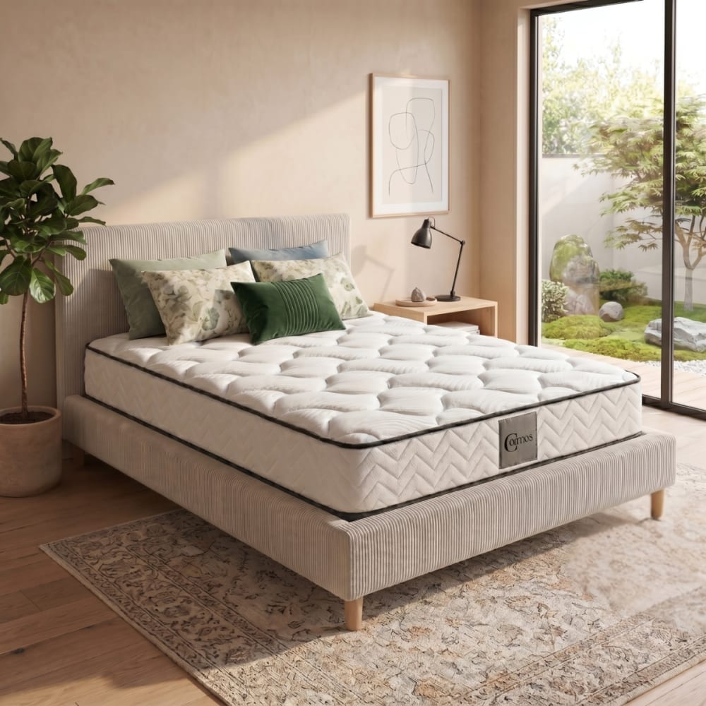 SAMPUR Matratze memory foam taschenfedern mittelfest 140x190 cm Weiß Stoff