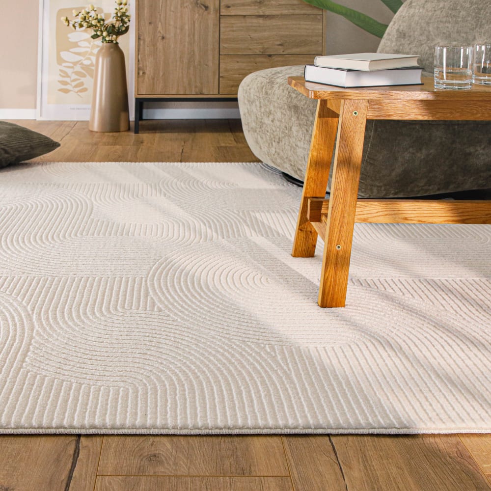 Tapis à relief blanc crème 140x200 — vue 3