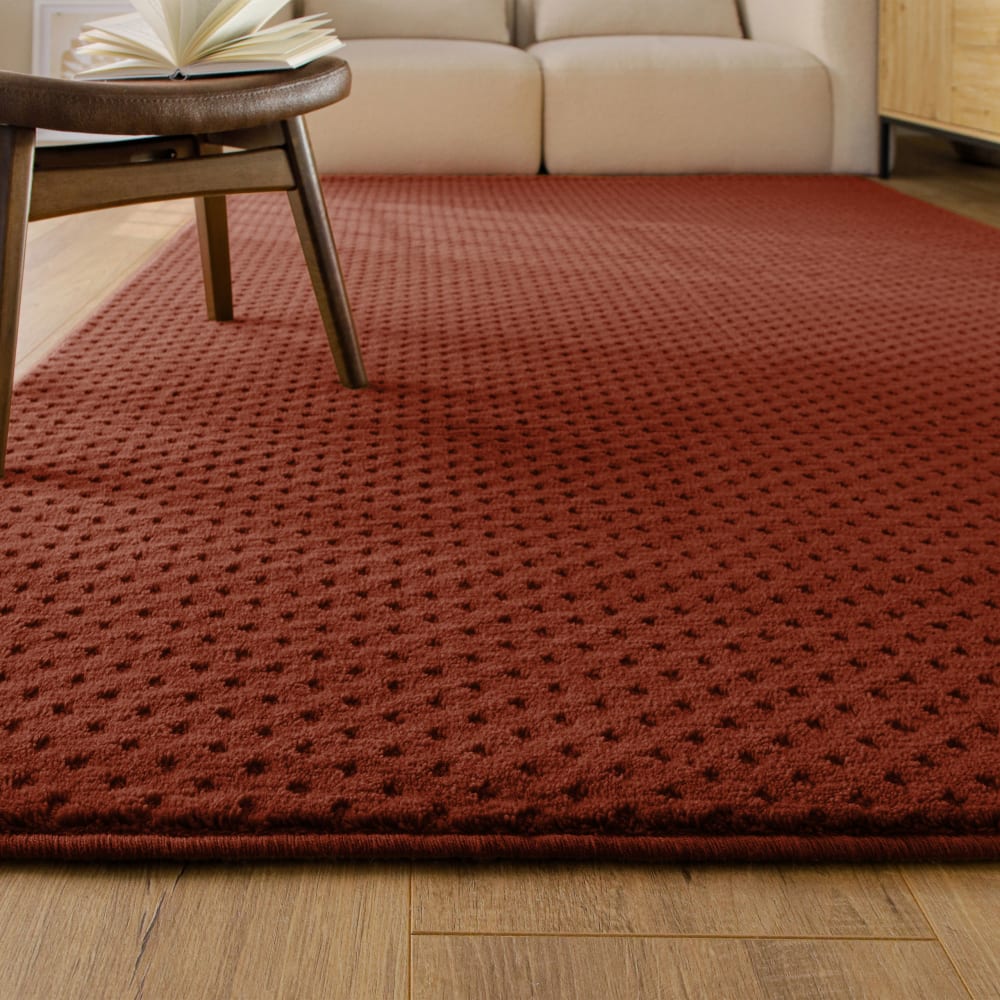 Tapis en laine avec relief rouge brique140x200 — vue 3