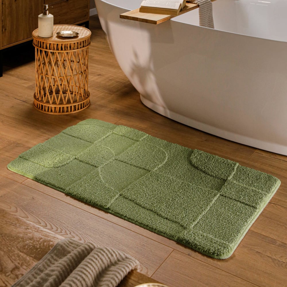 Tapis de bain à relief vert olive 55x65 — vue 3
