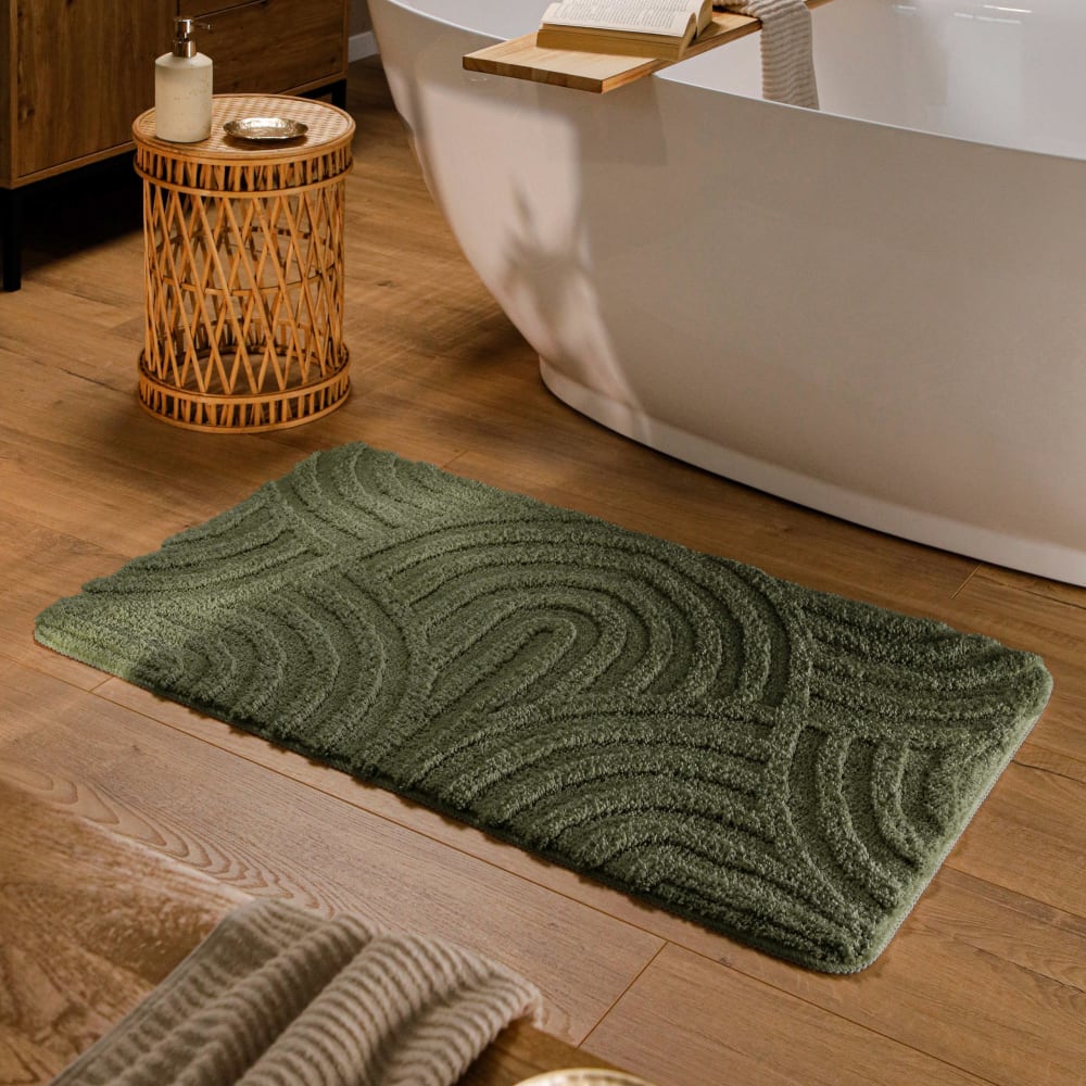 Tapis de bain à relief kaki foncé 80x150 — vue 3