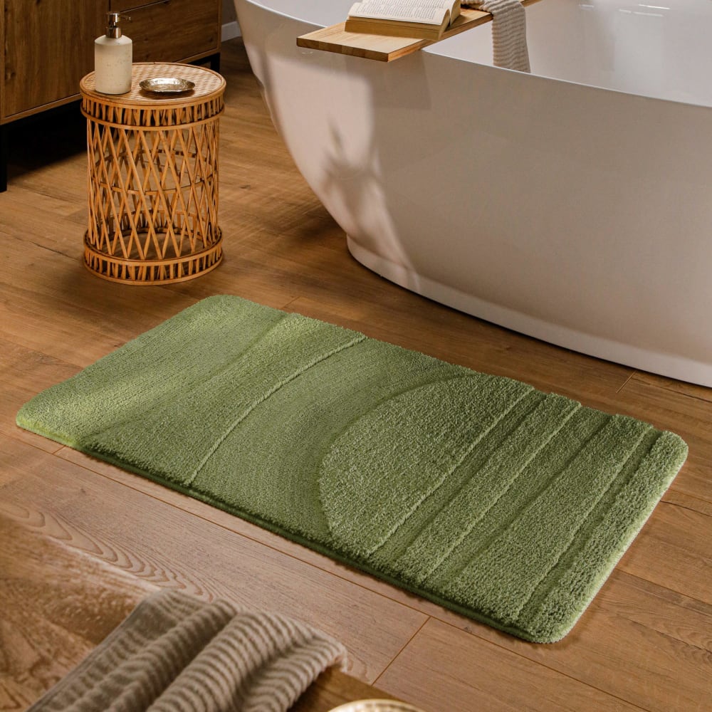 Tapis de bain à relief vert olive 80x150 — vue 3
