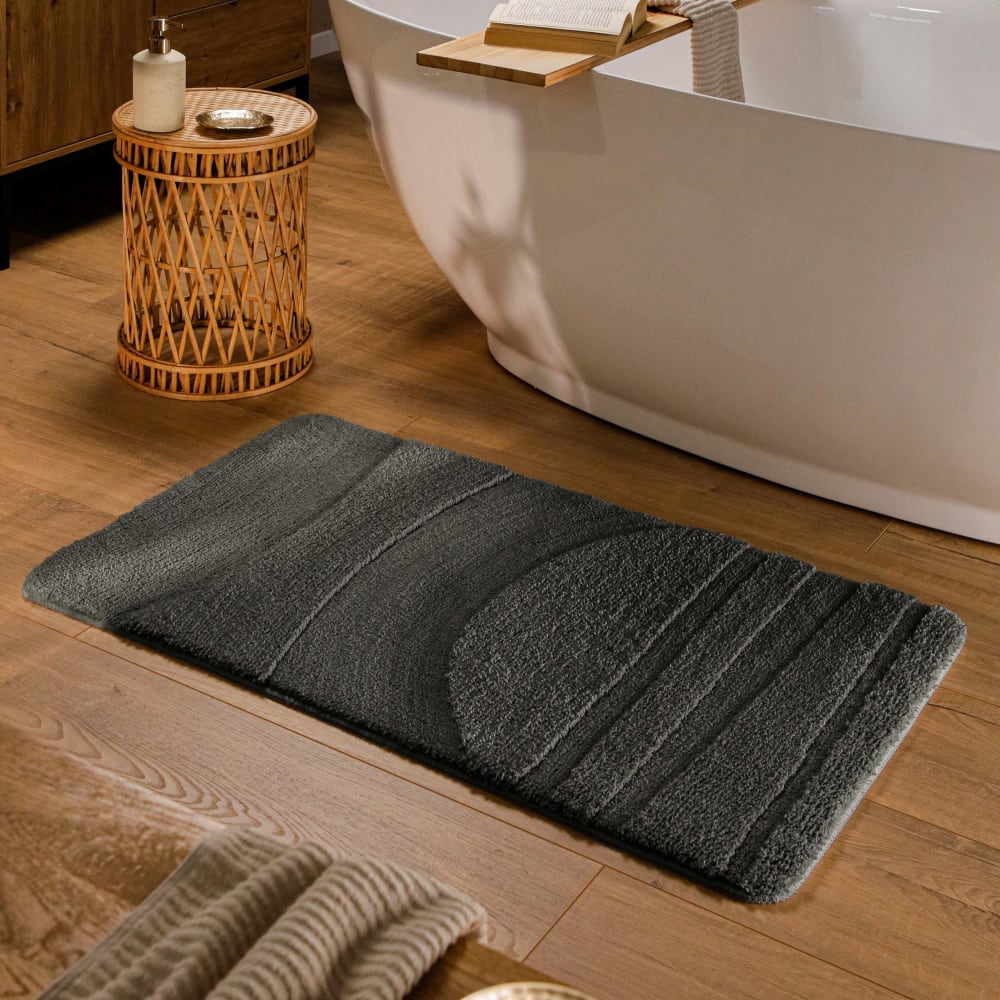 Tapis de bain à relief anthracite 55x65 — vue 3