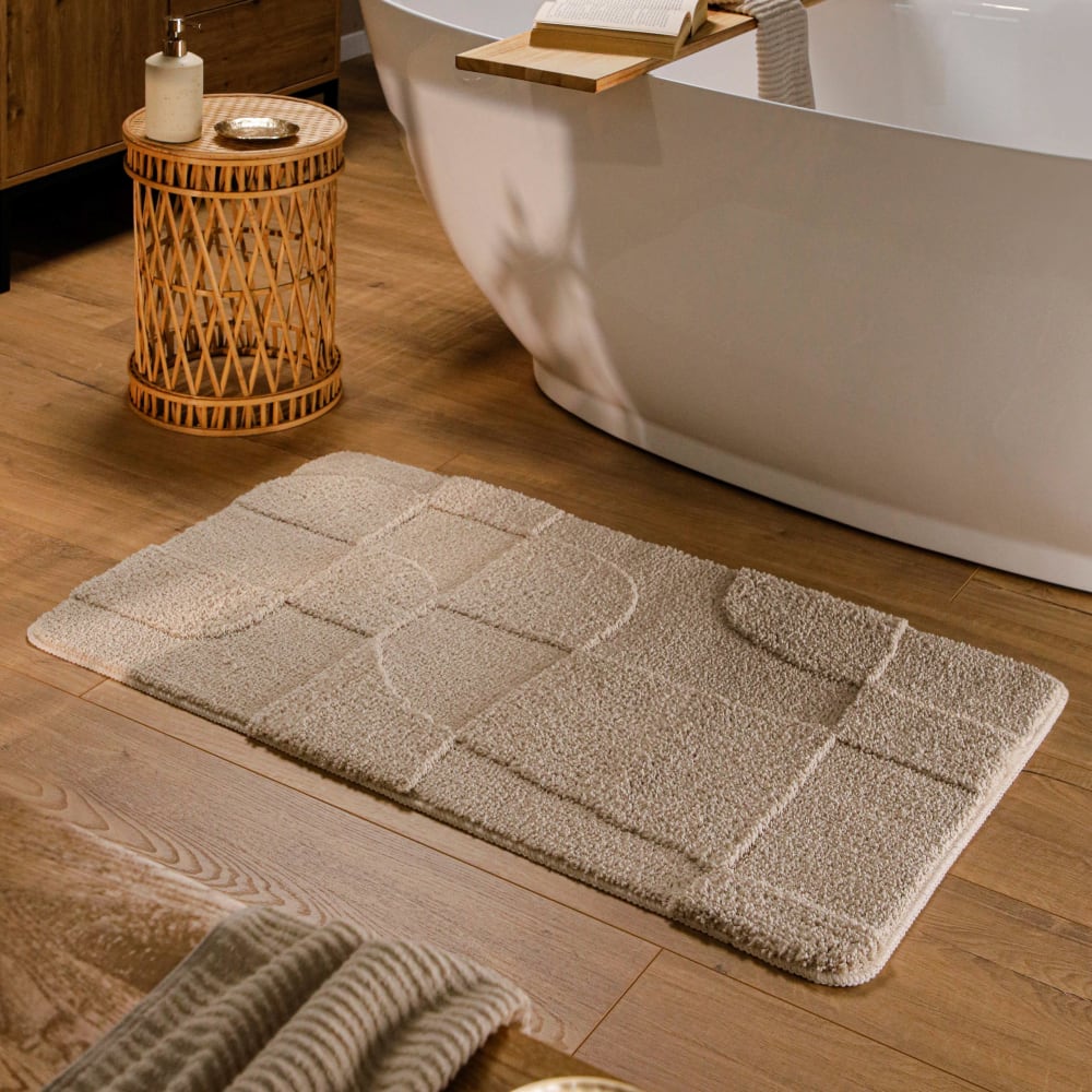 Tapis de bain à relief beige sable 80x150 — vue 3