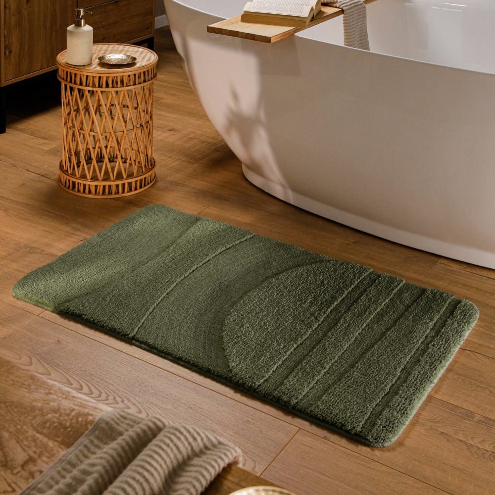 Badematte mit Relief dunkelkhaki 55x65 - Maisons Du Monde