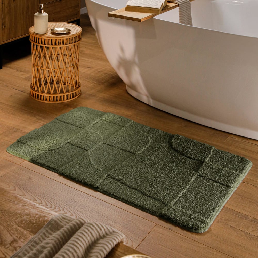 Badematte mit Relief dunkelkhaki 80x150 - Maisons Du Monde