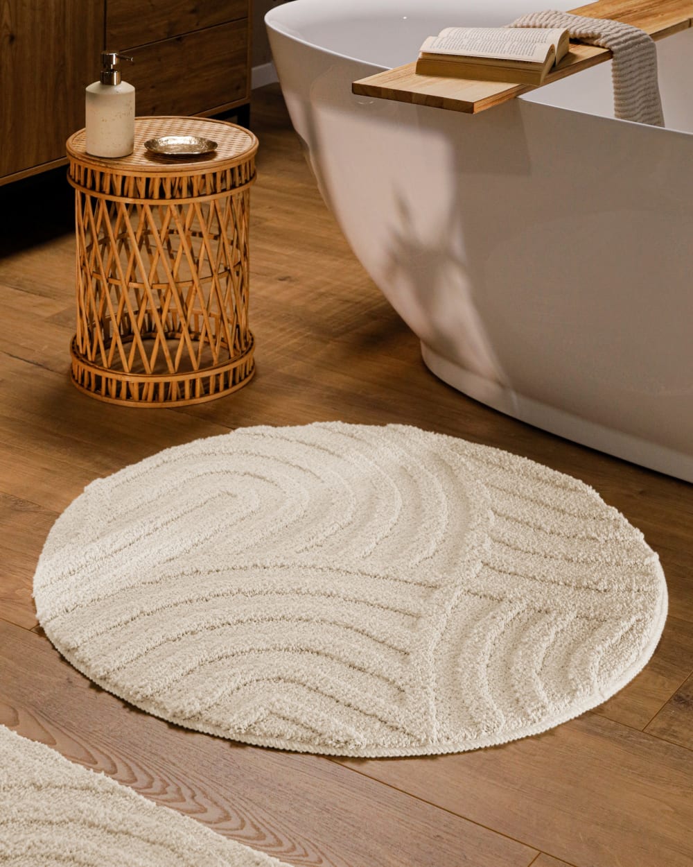 Runde Badematte mit Relief cremeweiß Ø80 - Maisons Du Monde
