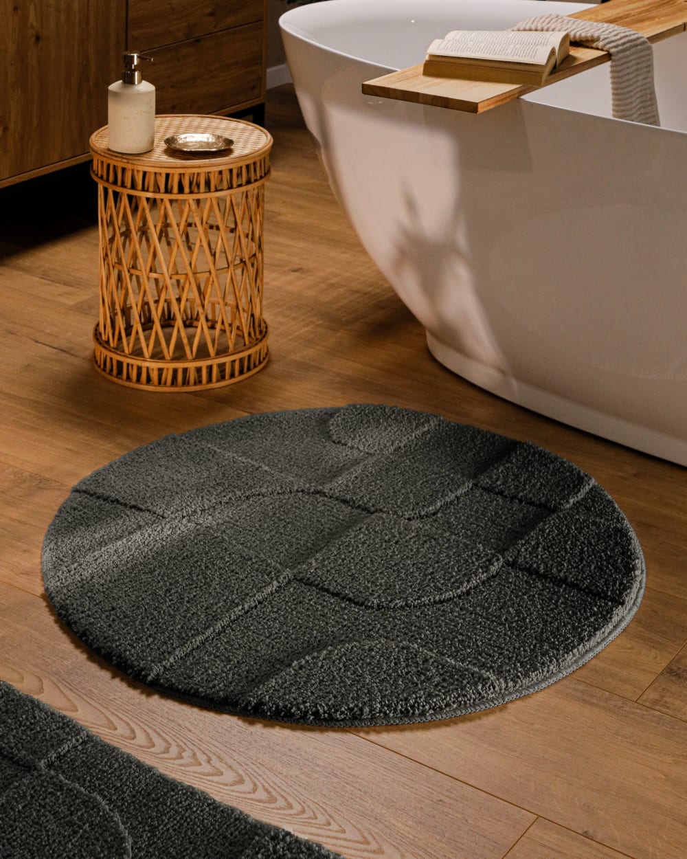 Runde Badematte mit Relief anthrazit Ø80 - Maisons Du Monde
