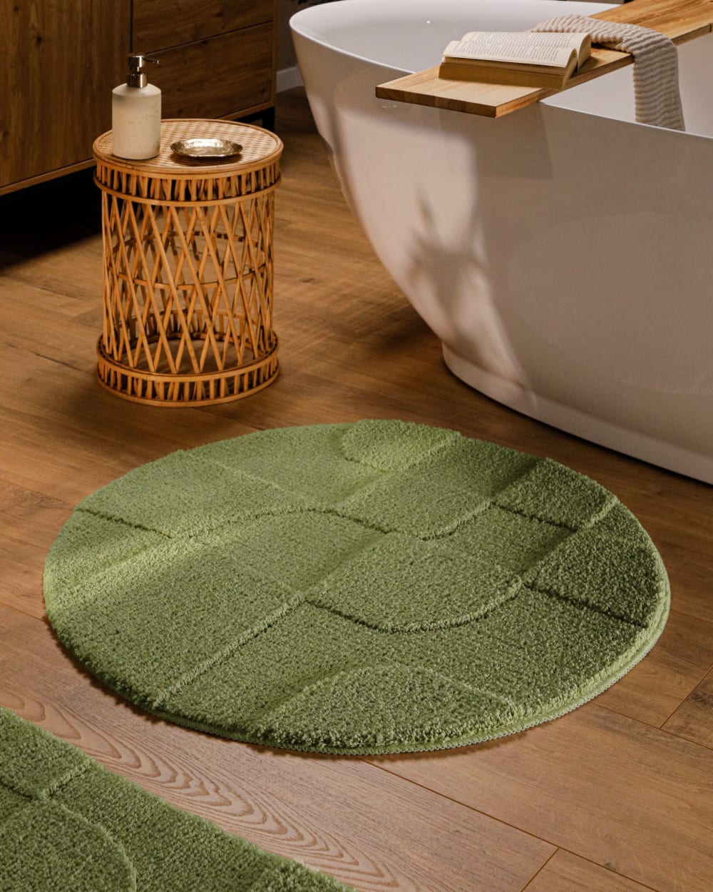 Runde Badematte mit Relief olivgrün Ø80 - Maisons Du Monde
