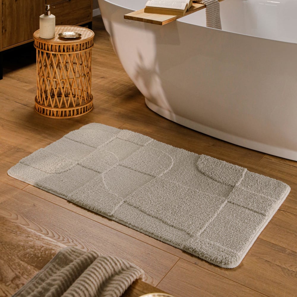 Tapis de bain à relief gris taupe 80x150 — vue 3