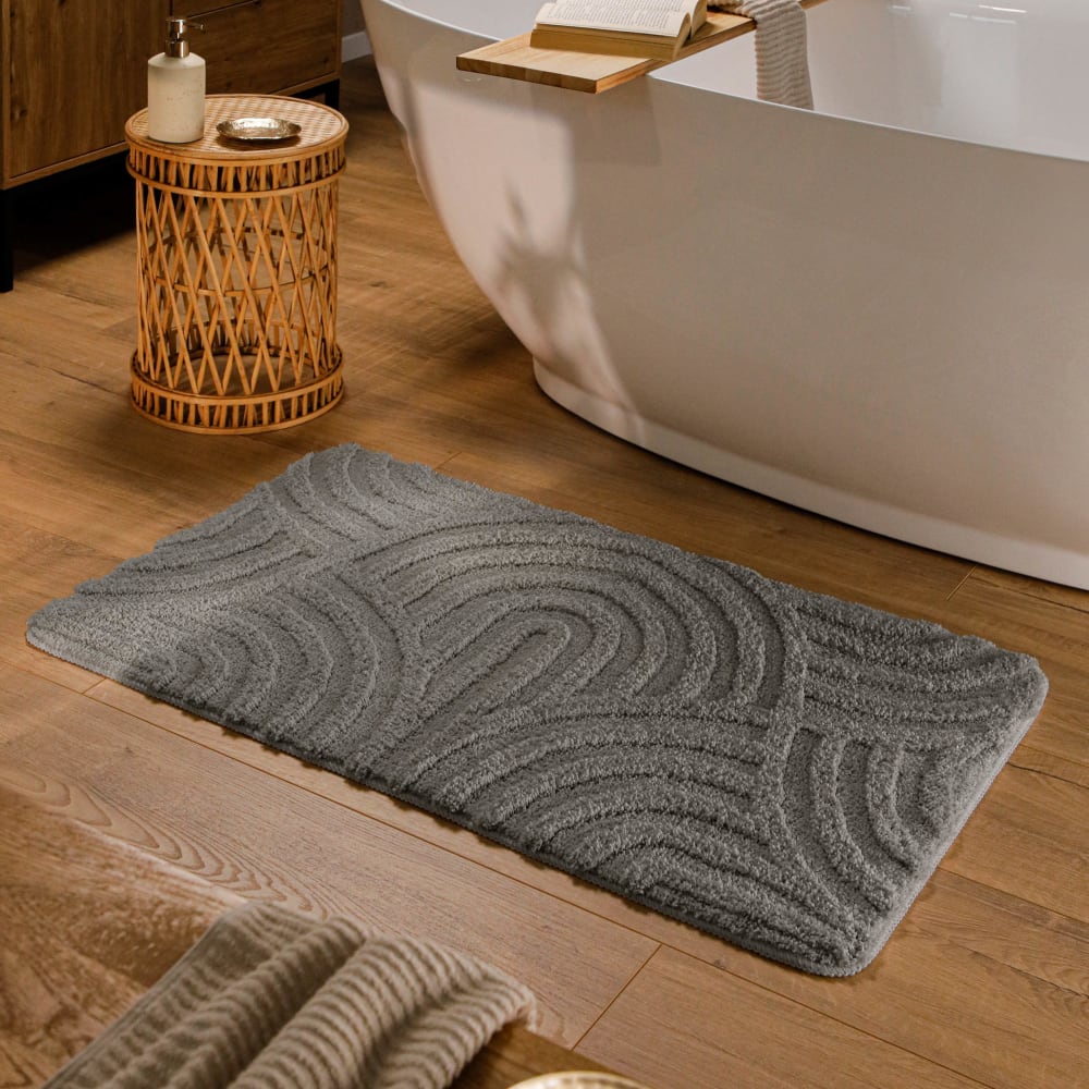 Tapis de bain à relief gris basalte 80x150 — vue 3