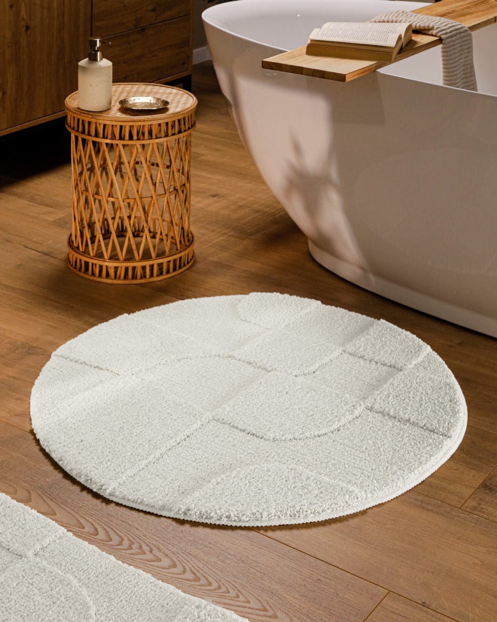 Runde Badematte mit Relief weiß Ø80 - Maisons Du Monde