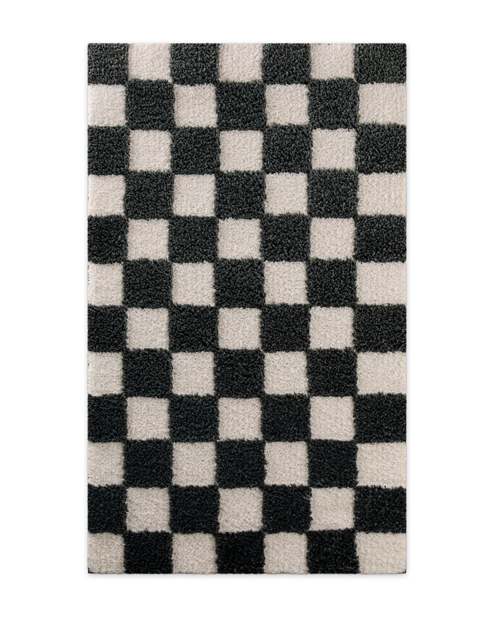 Tapis de bain à relief et damier anthracite et beige 55x65