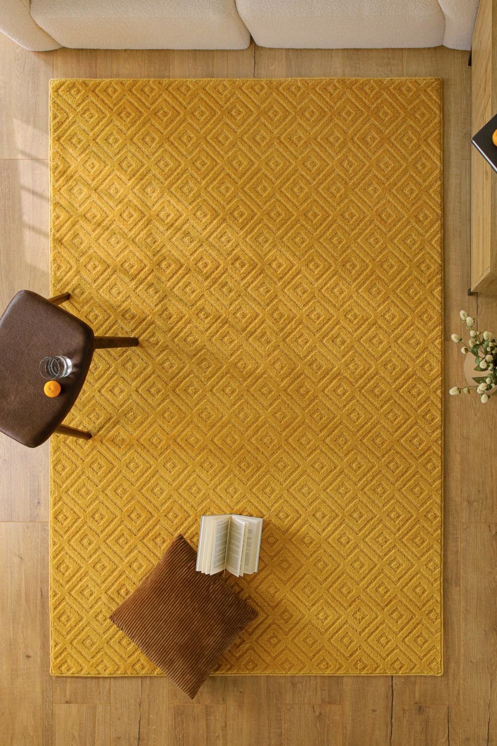 Teppich aus Wolle mit Relief gelb 200x300 - Maisons Du Monde