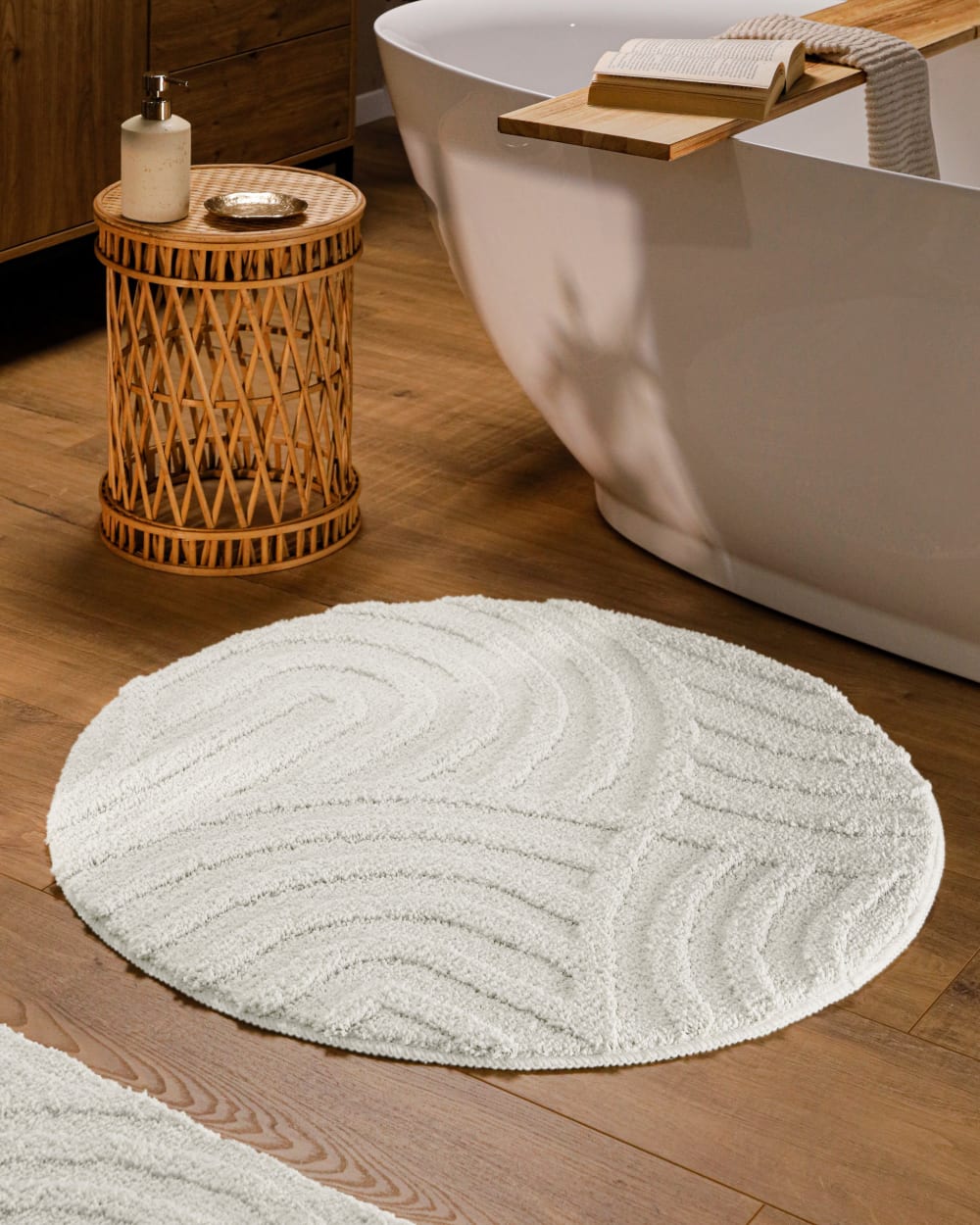 Runde Badematte mit Relief weiß Ø80 - Maisons Du Monde