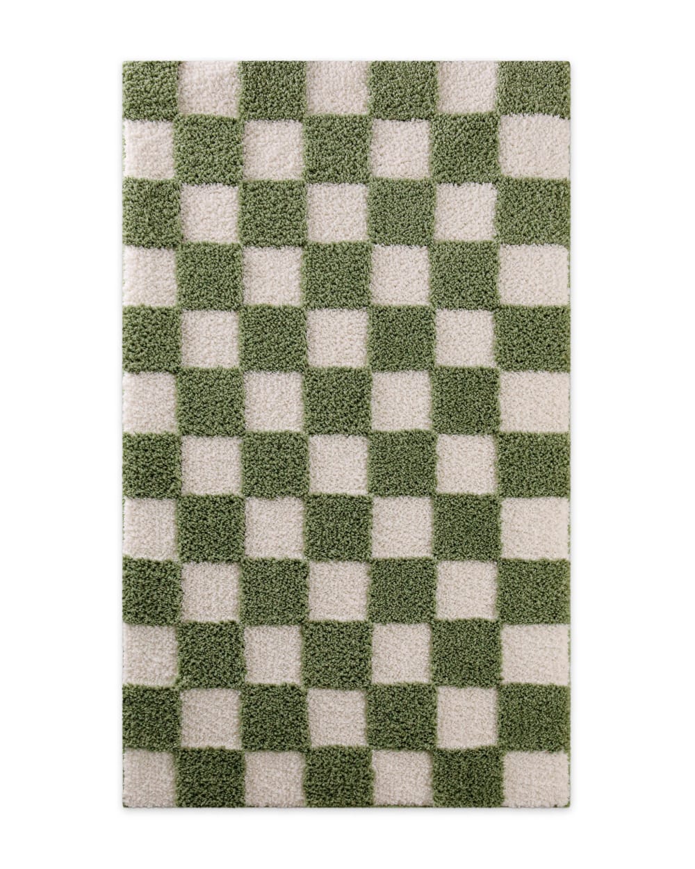 Tapis de bain à relief et damier vert et beige 55x65