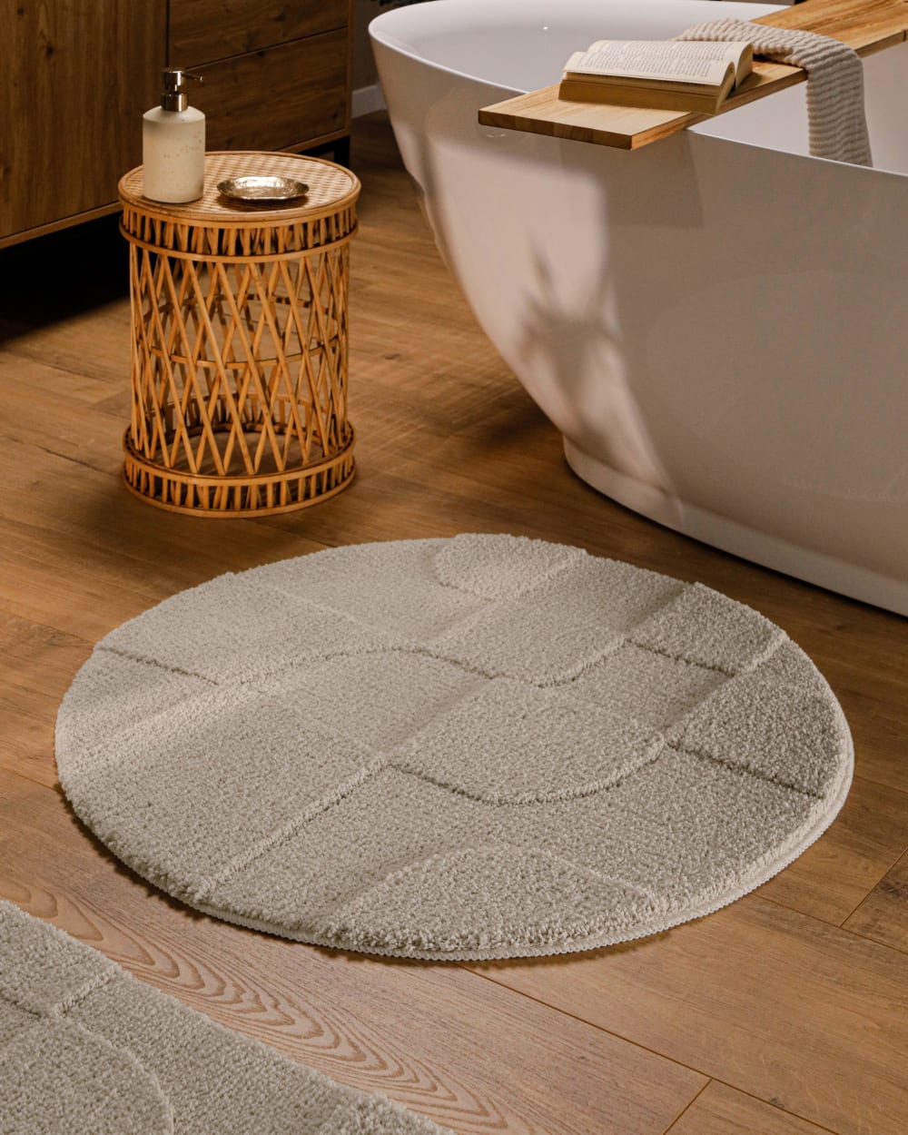 Runde Badematte mit Relief graubraun Ø80 - Maisons Du Monde
