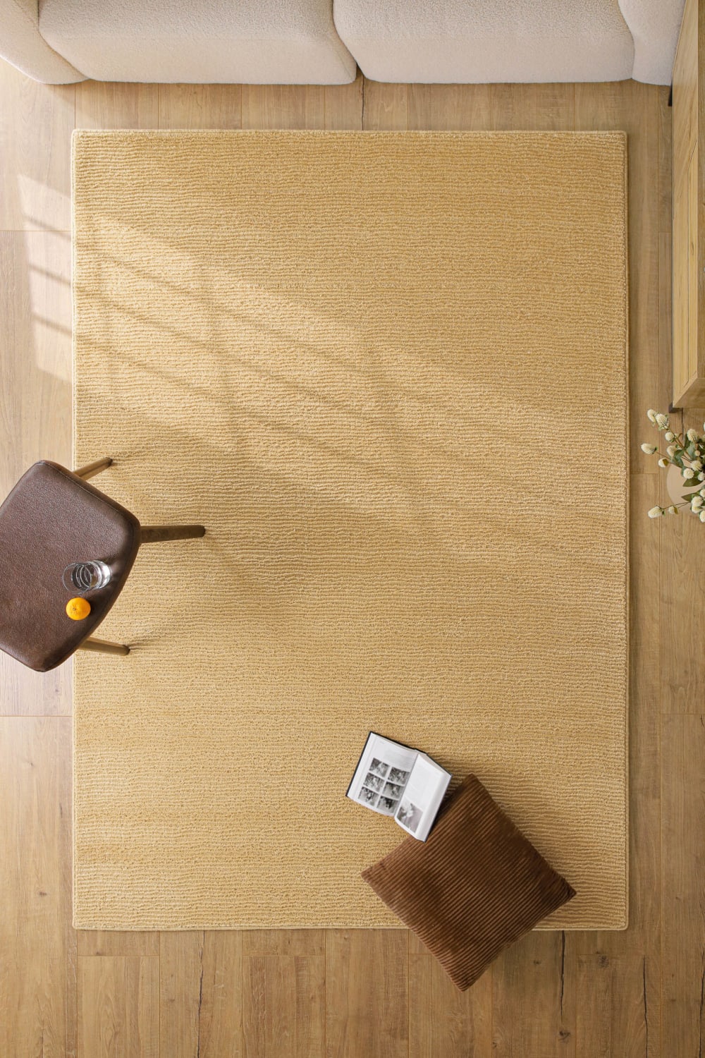 Tapis en laine avec relief beige sable 140x200 — vue 3