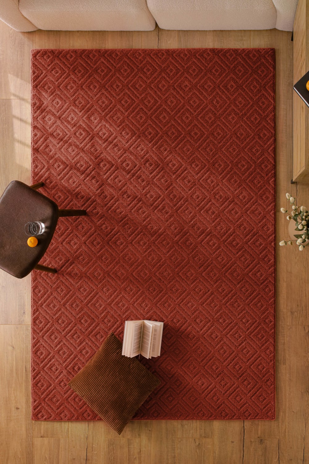 Tapis en laine avec relief rouge brique 160x230 — vue 3