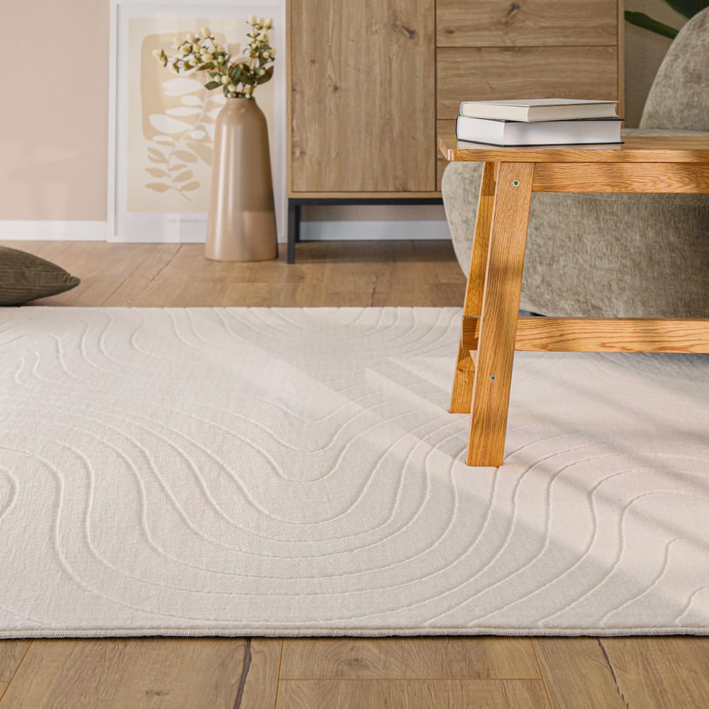 Teppich mit Relief creme weiß 80x159 - Maisons Du Monde