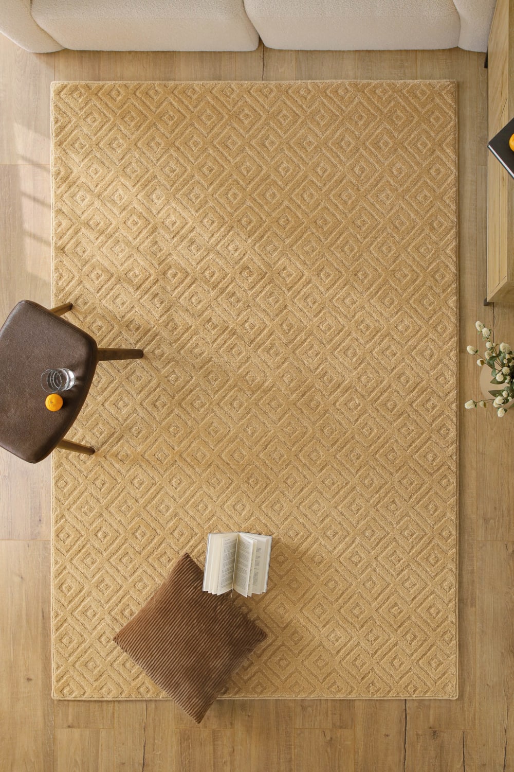 Teppich aus Wolle mit Relief sandbeige 140x200 - Maisons Du Monde
