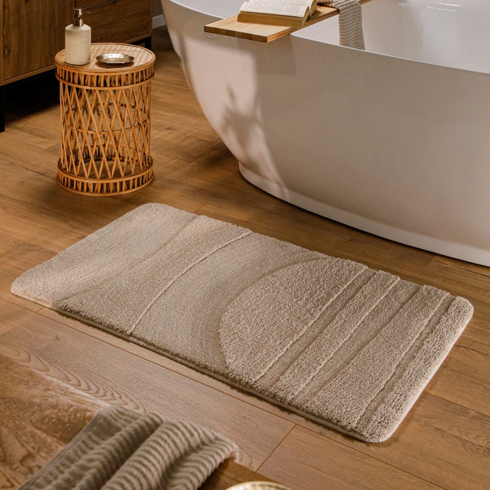 Tapis de bain à relief beige sable 55x65 — vue 3
