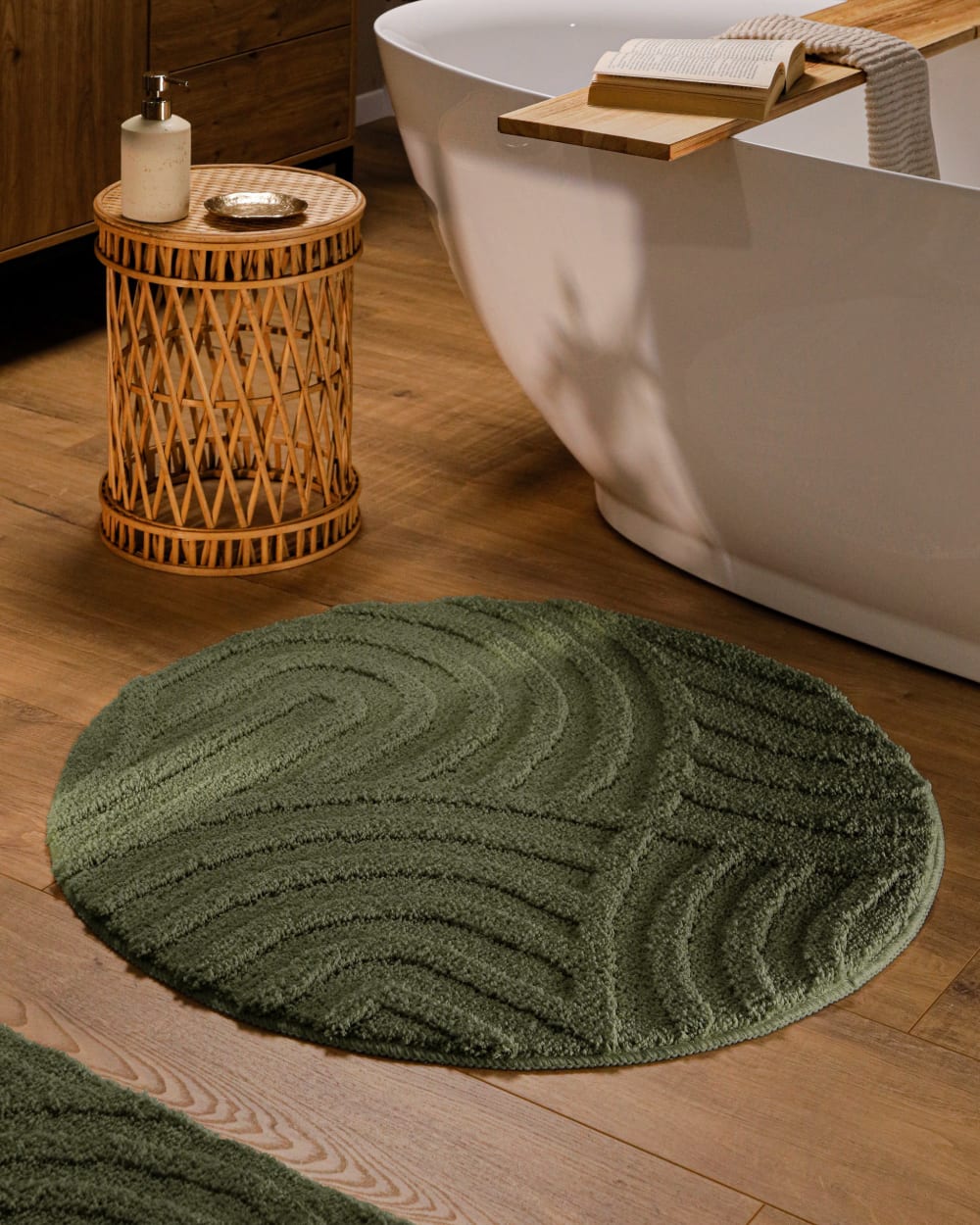 Runde Badematte mit Relief dunkelkhaki Ø80 - Maisons Du Monde