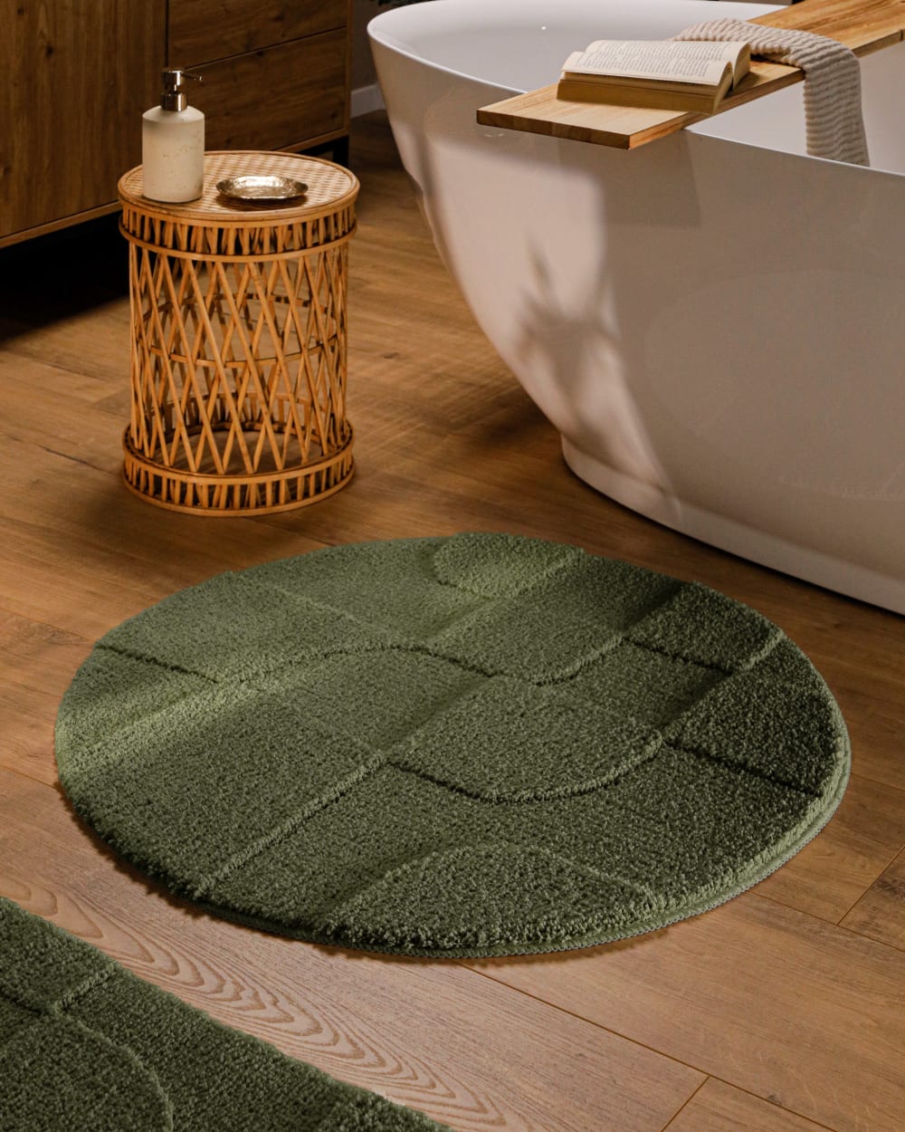 Runde Badematte mit Relief dunkelkhaki Ø80 - Maisons Du Monde