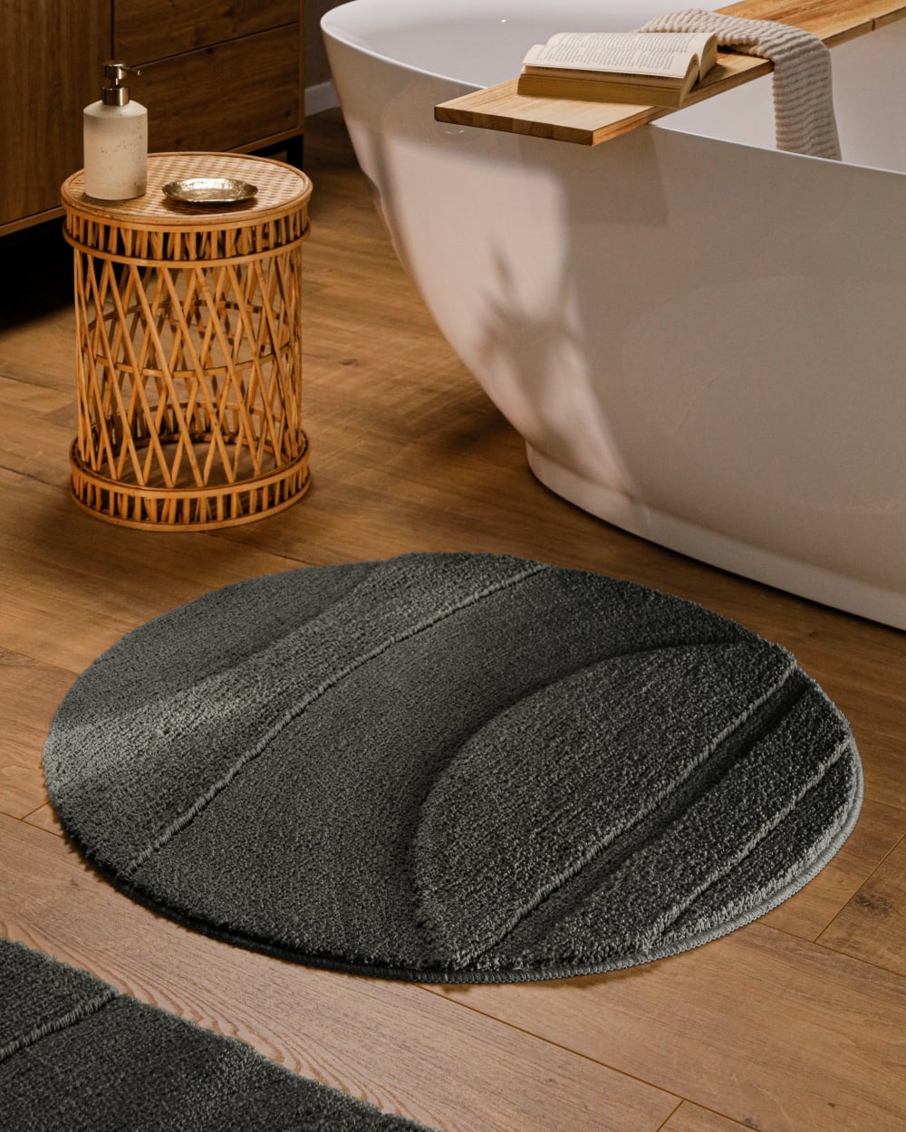 Runde Badematte mit Relief anthrazit Ø80 - Maisons Du Monde