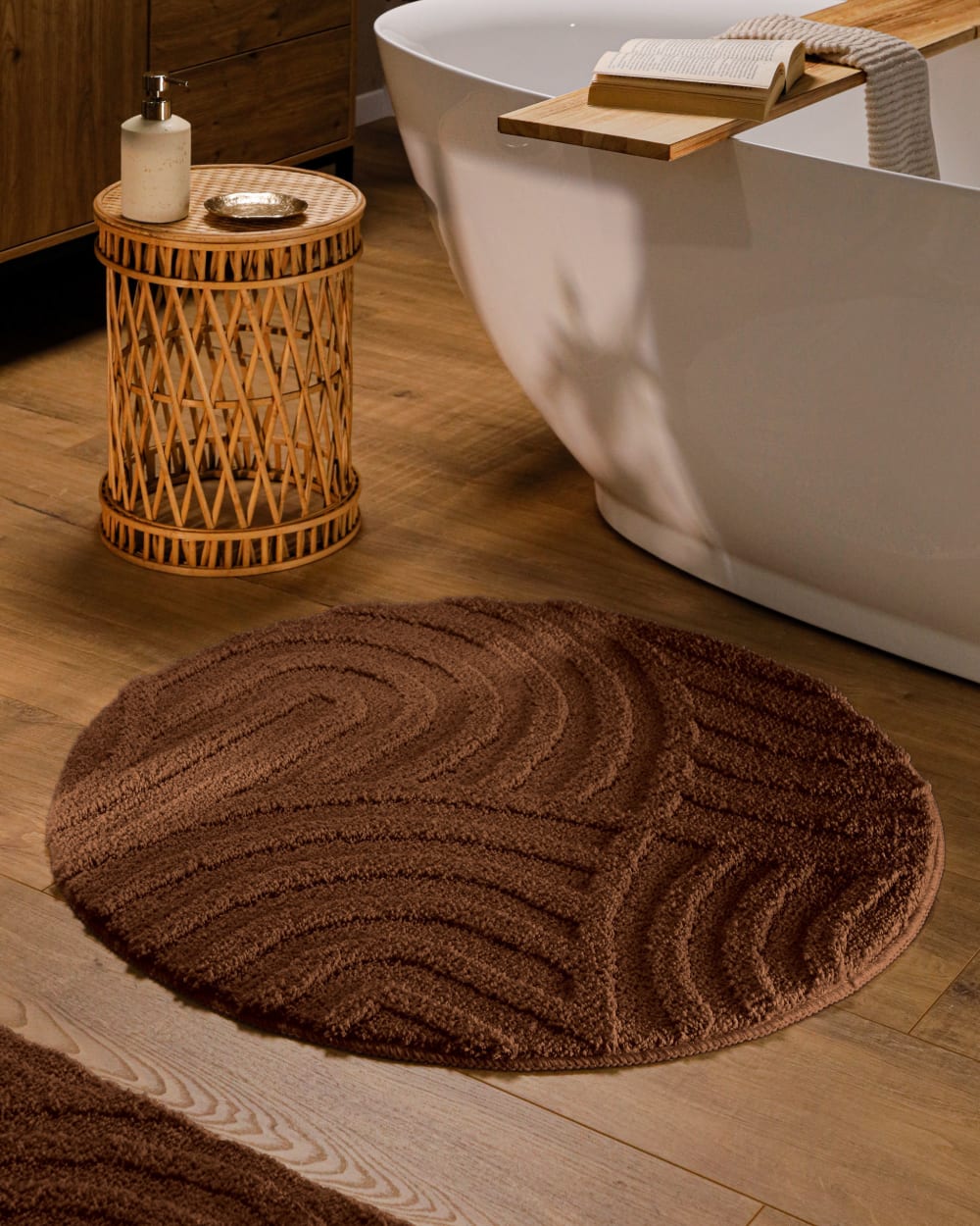 Runde Badematte mit Relief braun Ø80 - Maisons Du Monde