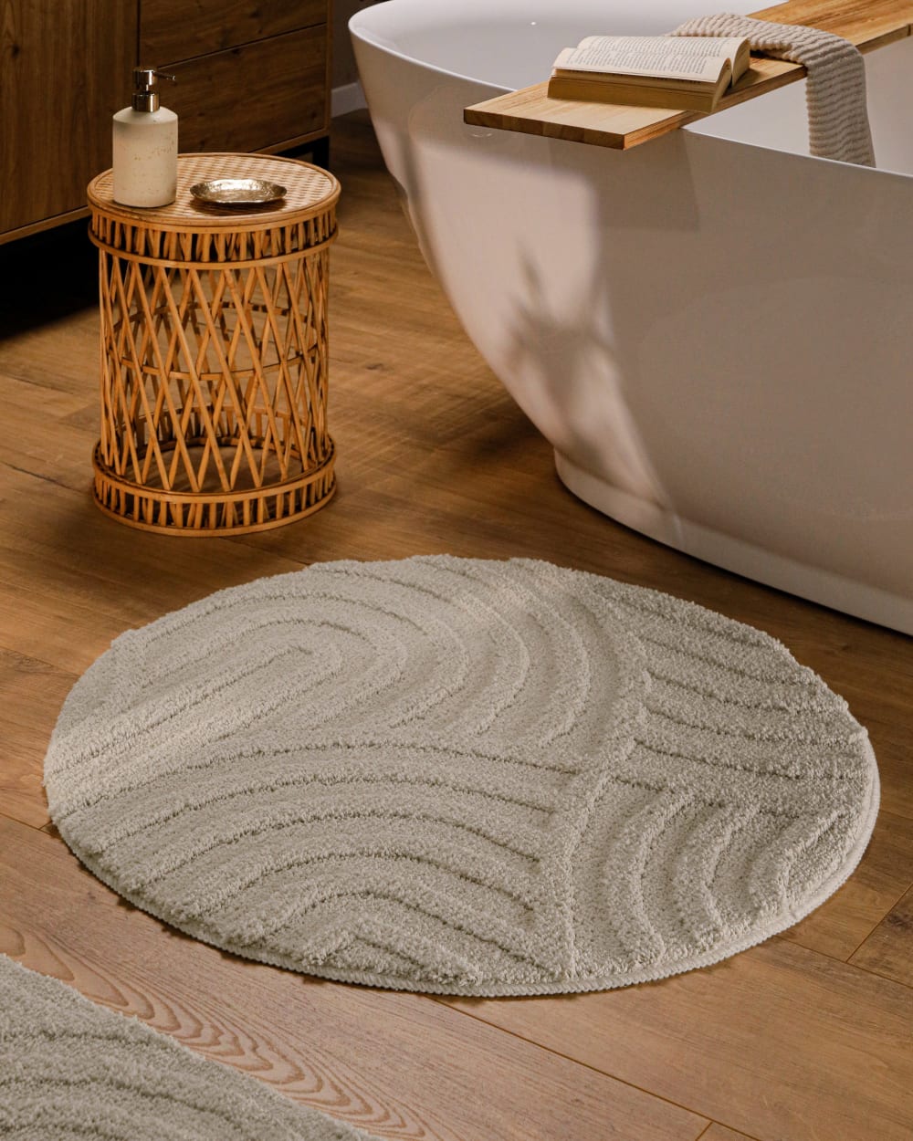 Runde Badematte mit Relief graubraun Ø80 - Maisons Du Monde