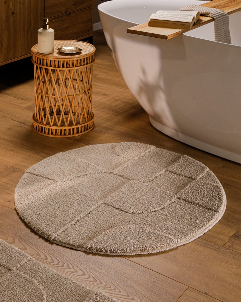 Runde Badematte mit Relief sandbeige Ø80 - Maisons Du Monde