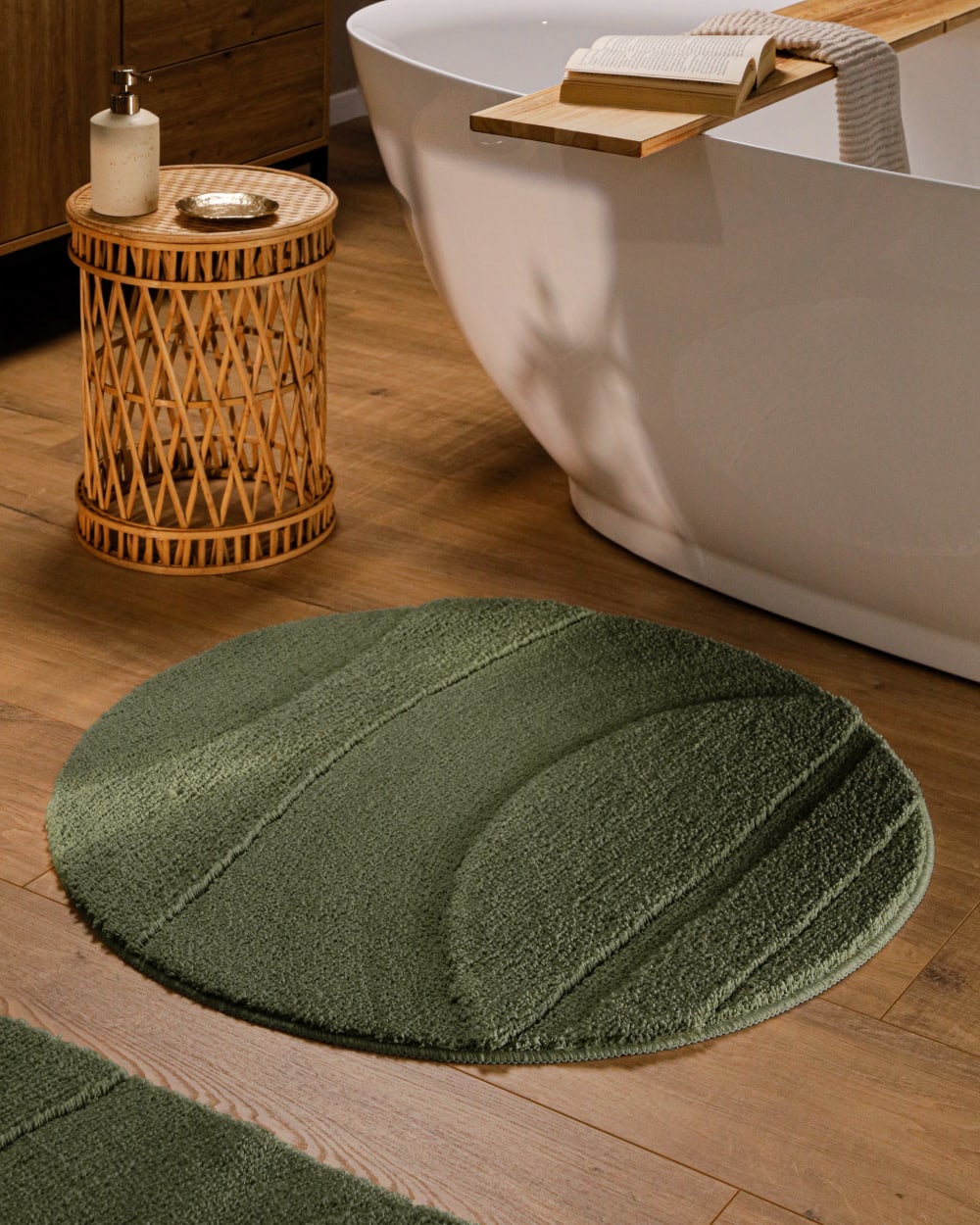 Runde Badematte mit Relief dunkelkhaki Ø80 - Maisons Du Monde