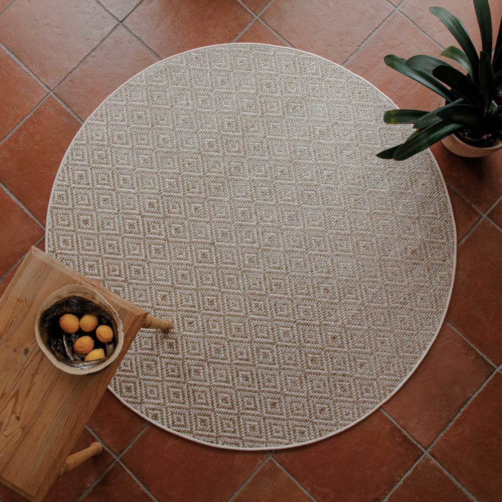 Tapis rond motif losanges beige160 rd. — vue 3