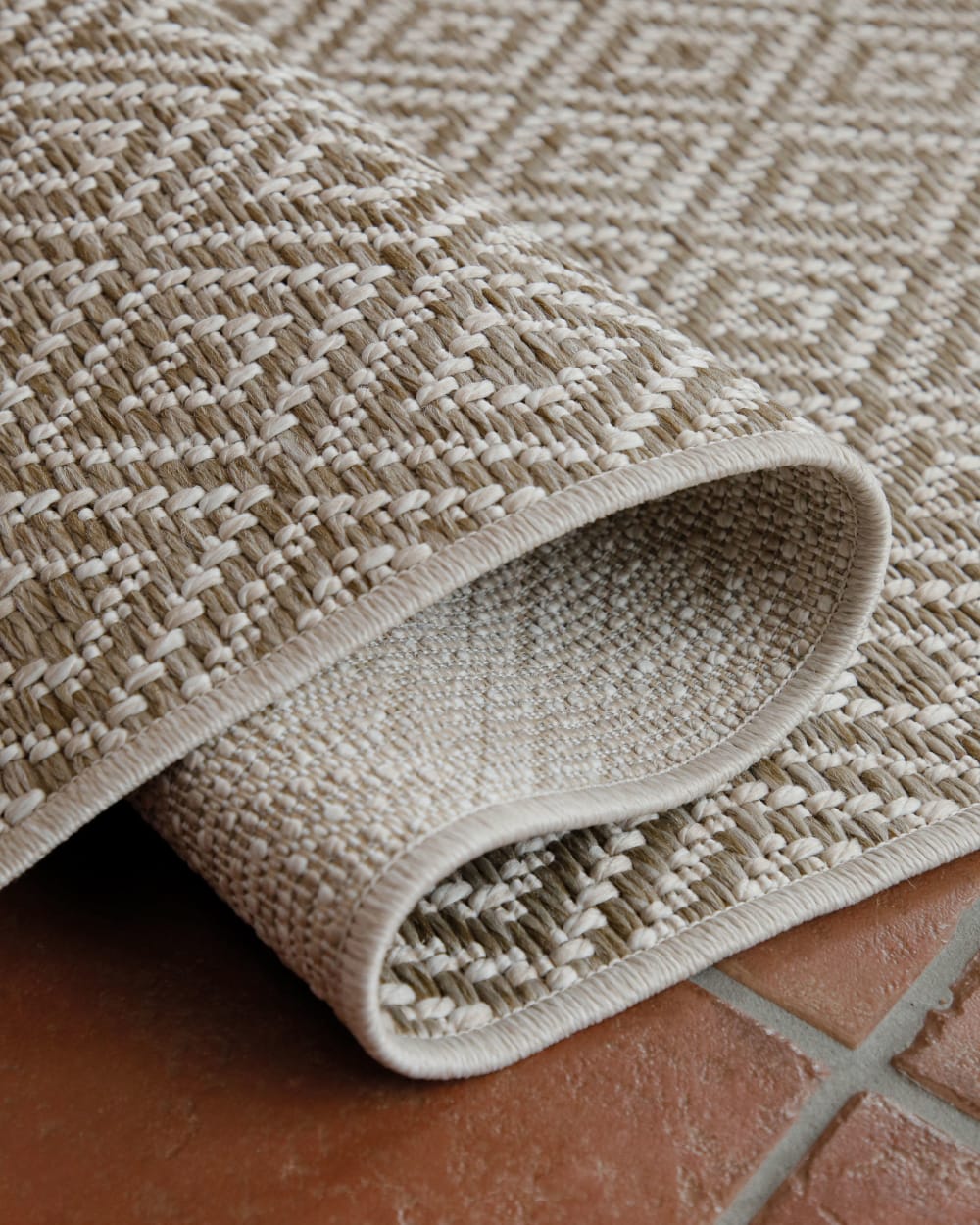 Tapis de salon motif losanges beige 120x170 — vue 4