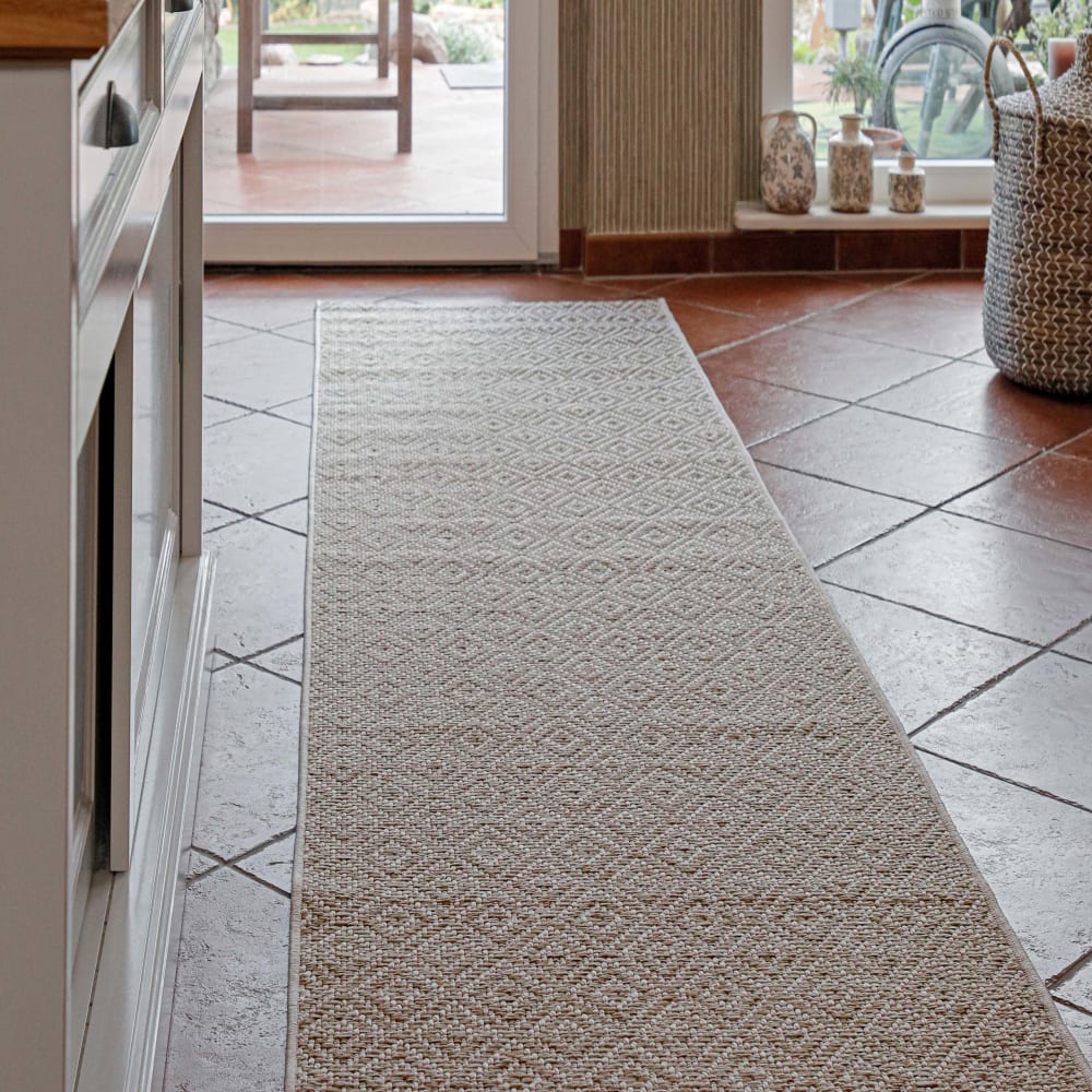 Tapis de couloir motif losanges beige 80x400 — vue 3