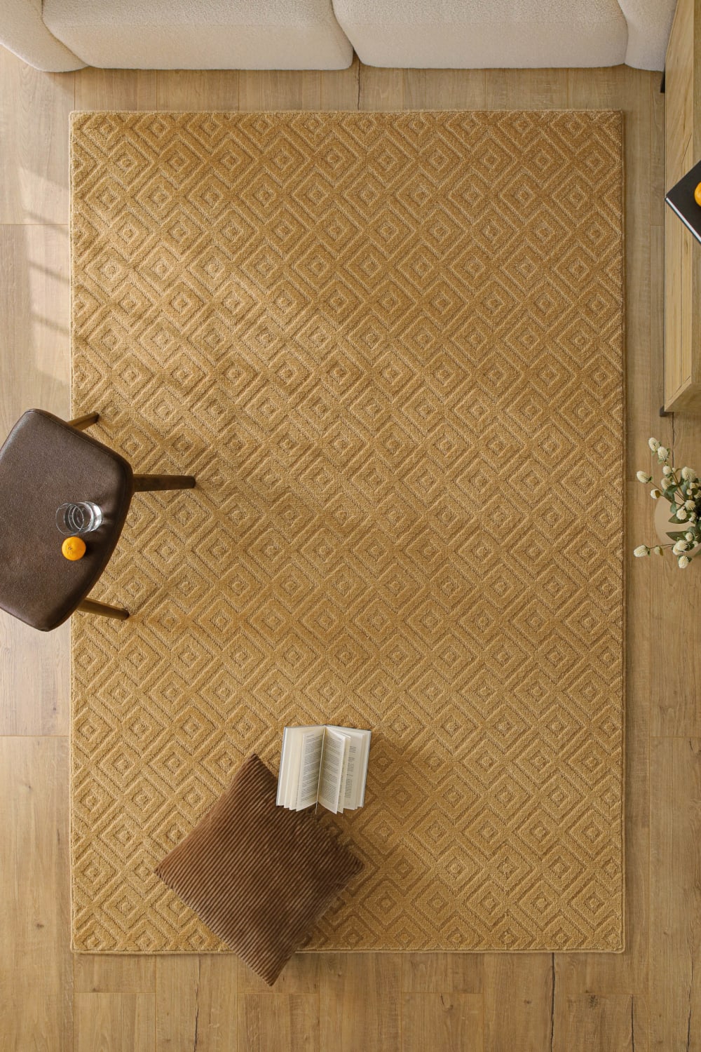 Teppich aus Wolle mit Relief karamell 140x200 - Maisons Du Monde