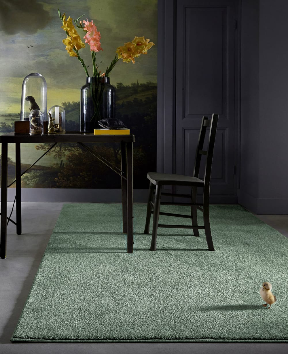Tapis tissé velours ras vert menthe uni 160x230 — vue 3