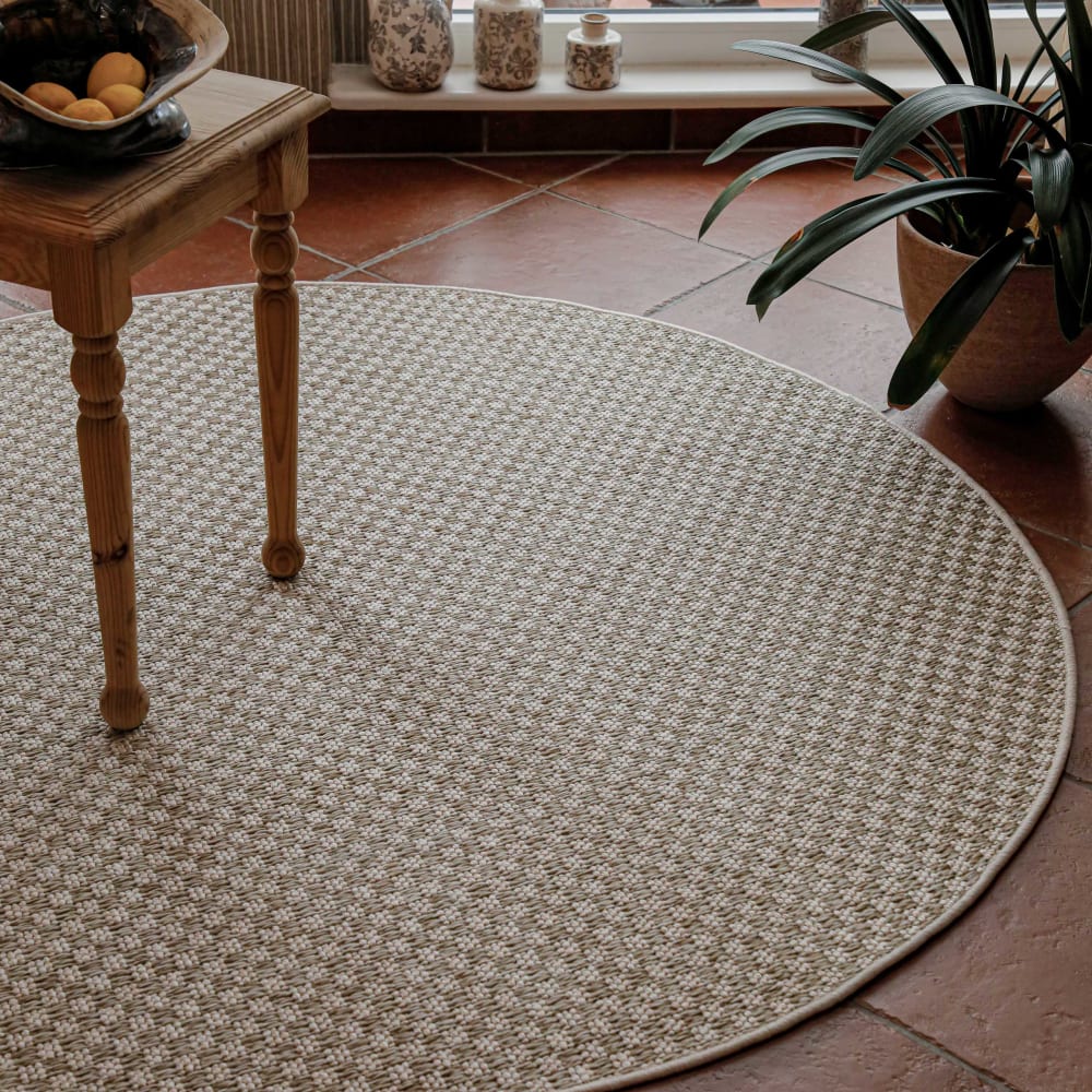 Tapis rond motif damier beige 200 rd. — vue 3