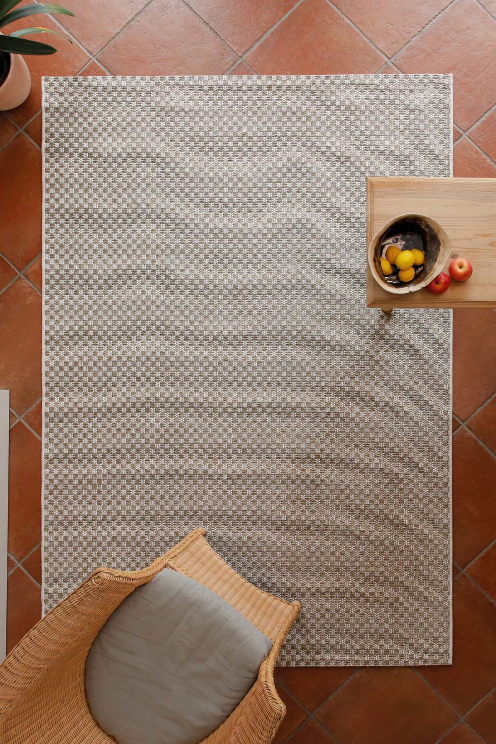 Tapis de salon motif damier beige 160x230 — vue 3