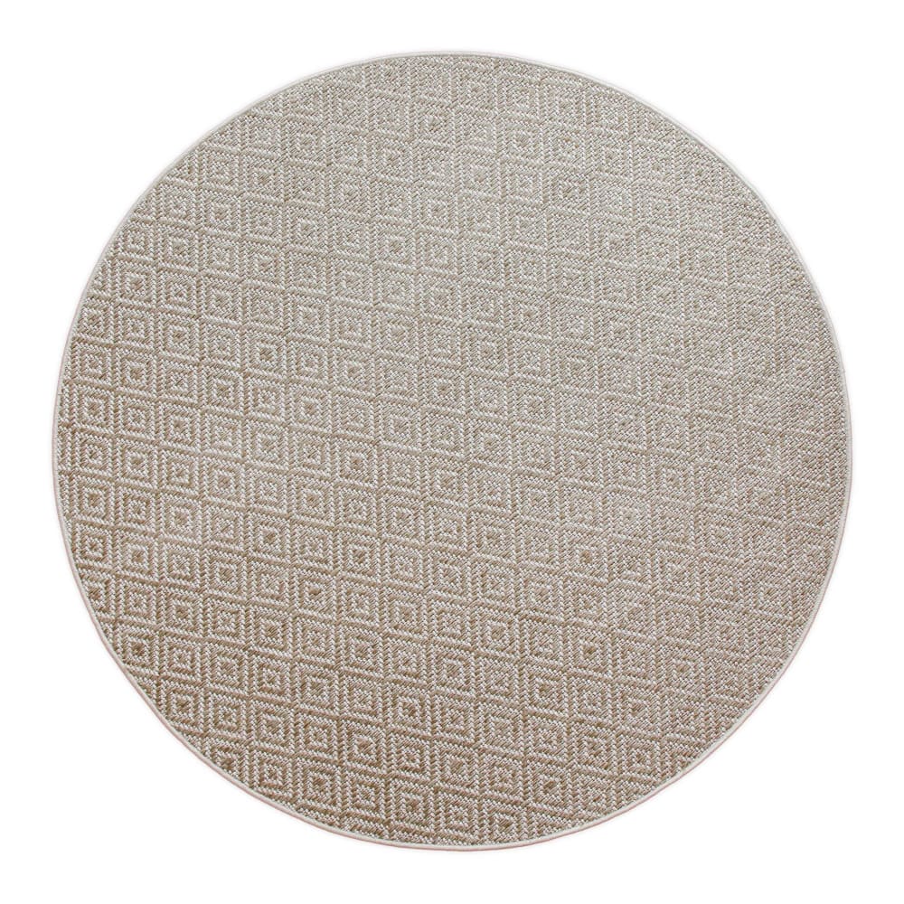 Tapis rond motif losanges beige 200 rd.